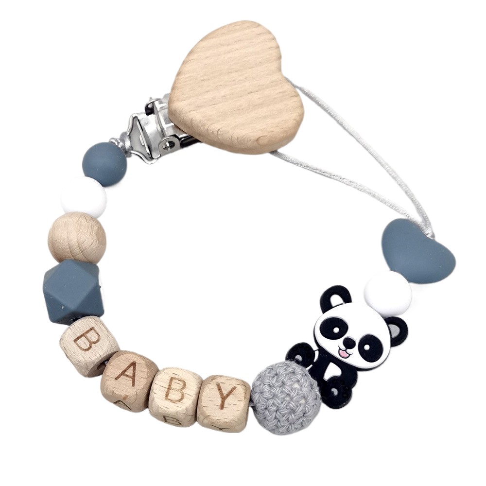 Baby Teethers - Drewniany, personalizowany łańcuszek do smoczka dla