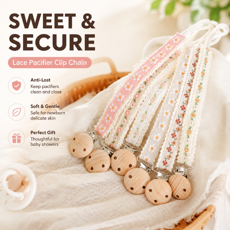 Baby Products To Gift - Koronkowy łańcuszek do smoczka dla noworodka,